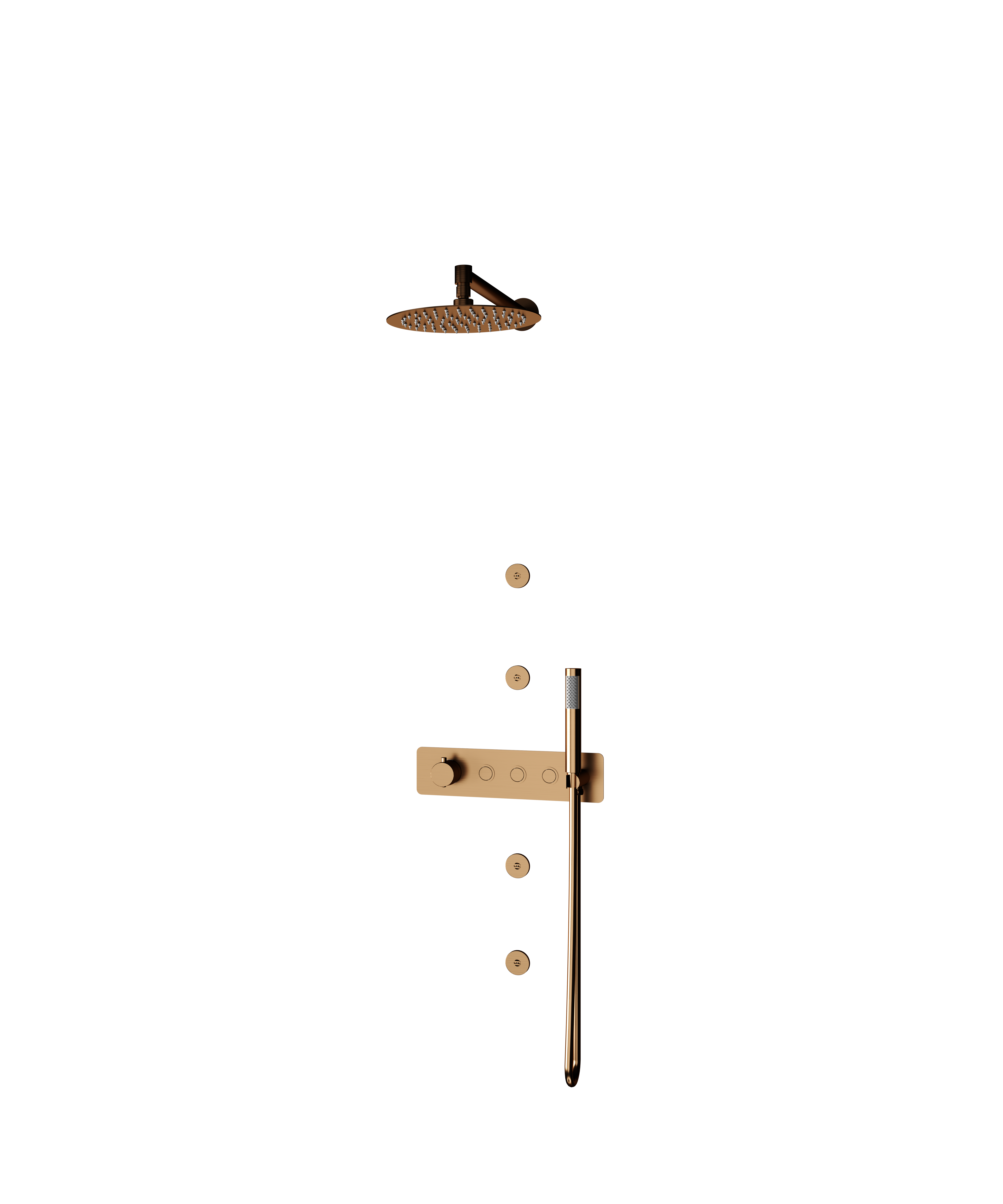 Silver Shower System With 3 Water Outlet & 4 Jet | Rio Collection | Gold